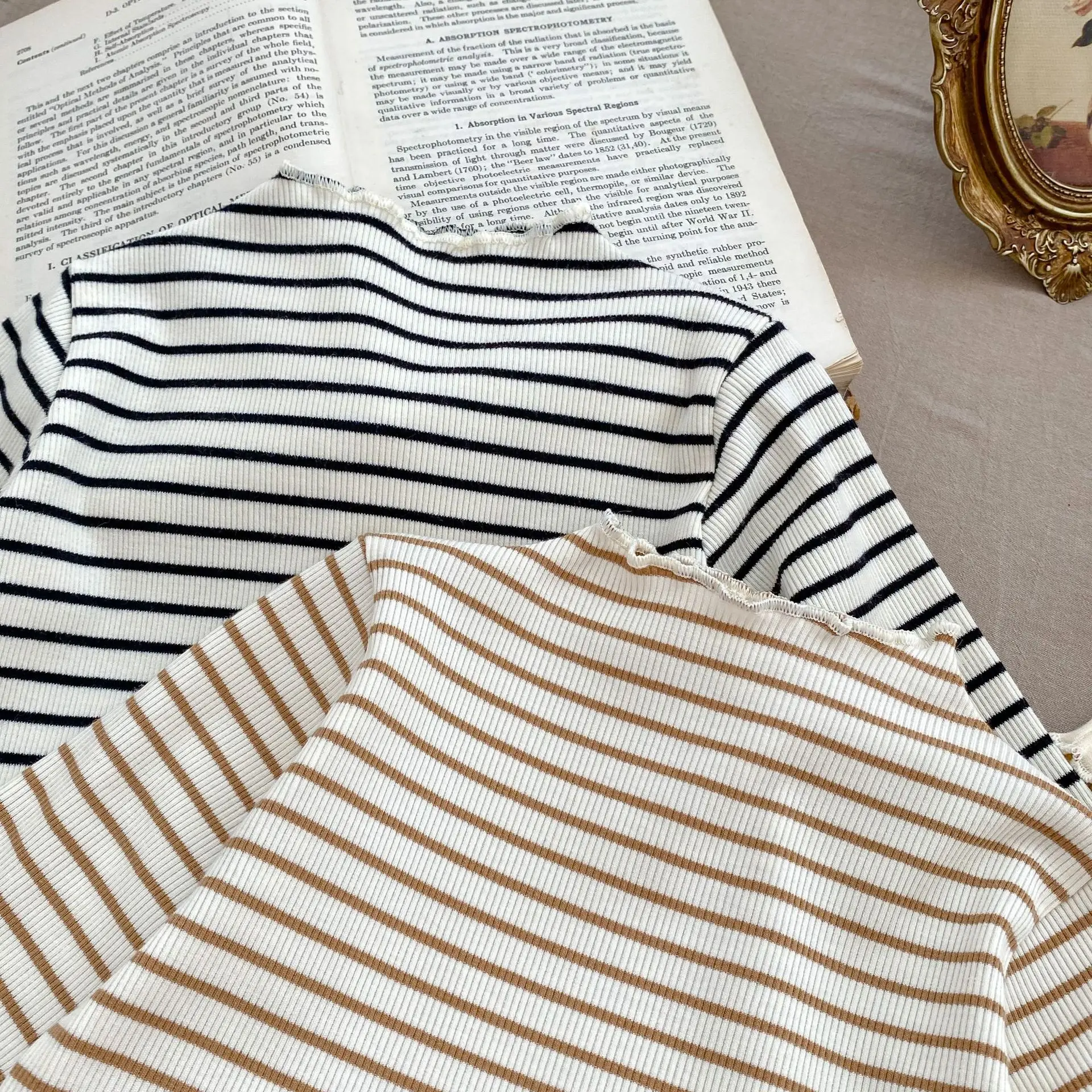 MiniAinis Autumn Winter Baby Wood Ear Edge Long Sleeve T-shirt Girls Cotton Ski Suit Girl Underlay Versatile Top Kids Clothes