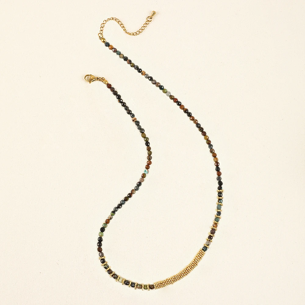 ZMZY Small Stone Beaded Necklace 2-3mm Faceted Natural Quartz Female Fashion Party Choker for Women Girl Jewelry Gift