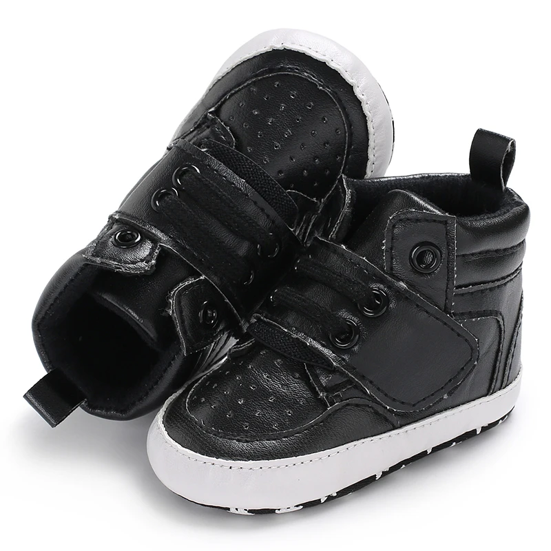 Newborn Baby Fashion Sneakers Shoes Boys Girls Solid Lace Up High Shoes Toddlers Breathable Non Slip First Walkers 0-18 Months