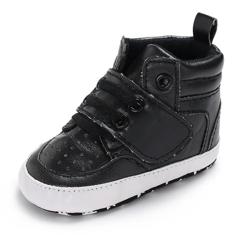 Newborn Baby Fashion Sneakers Shoes Boys Girls Solid Lace Up High Shoes Toddlers Breathable Non Slip First Walkers 0-18 Months