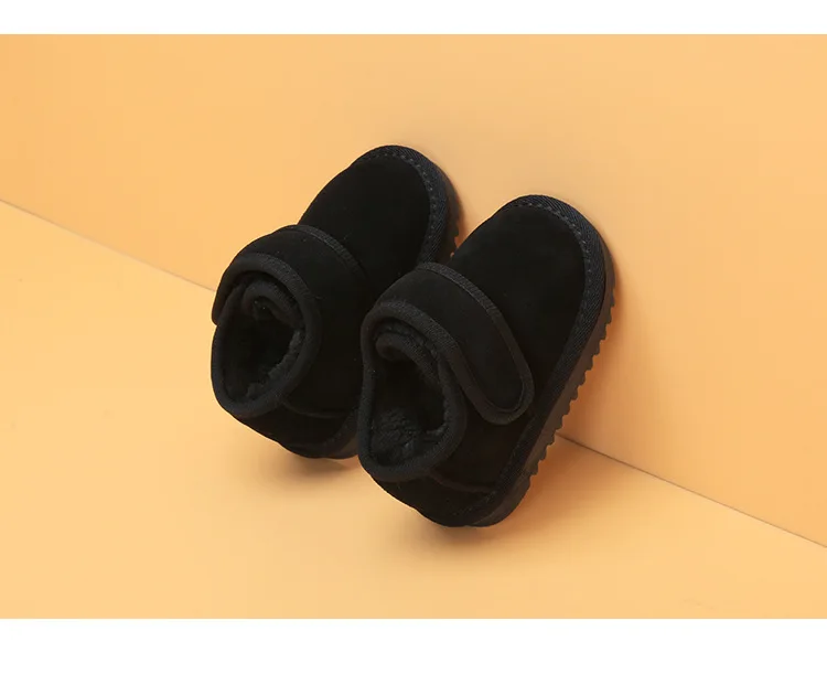 Genuine Leather Winter Baby Shoes Warm Plush Toddler Boys Girls Cotton Shoes Rubber Sole Outdoor Tennis Fashion Little Kids Boot