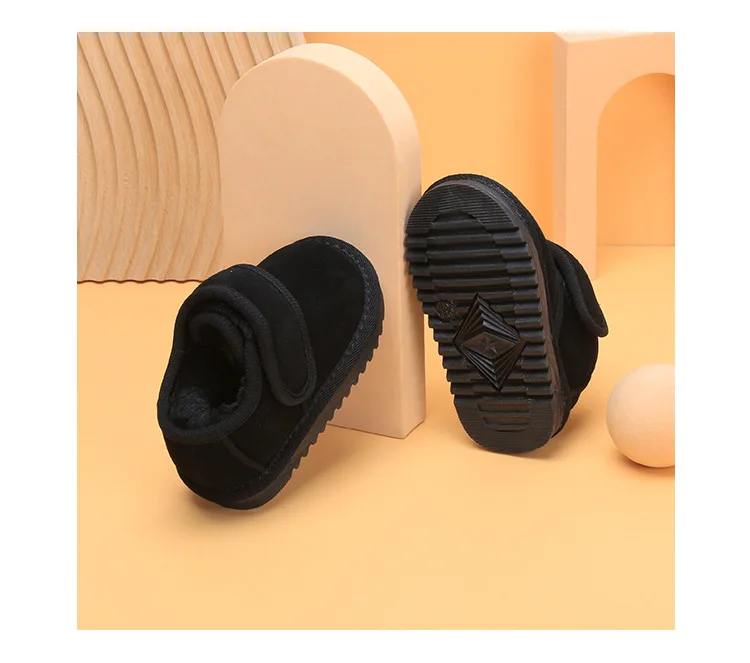 Genuine Leather Winter Baby Shoes Warm Plush Toddler Boys Girls Cotton Shoes Rubber Sole Outdoor Tennis Fashion Little Kids Boot