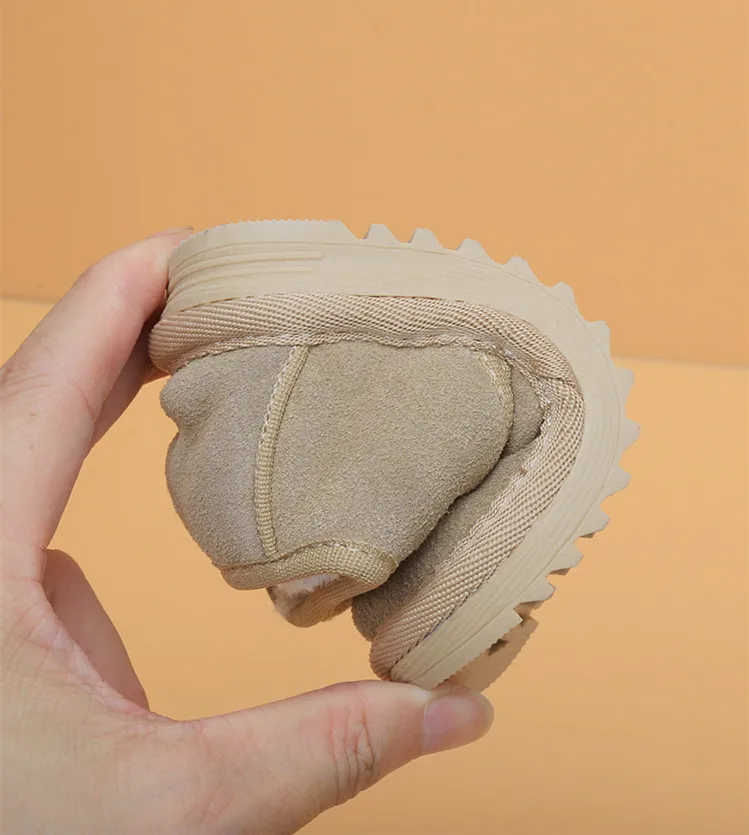Genuine Leather Winter Baby Shoes Warm Plush Toddler Boys Girls Cotton Shoes Rubber Sole Outdoor Tennis Fashion Little Kids Boot