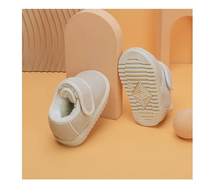 Genuine Leather Winter Baby Shoes Warm Plush Toddler Boys Girls Cotton Shoes Rubber Sole Outdoor Tennis Fashion Little Kids Boot