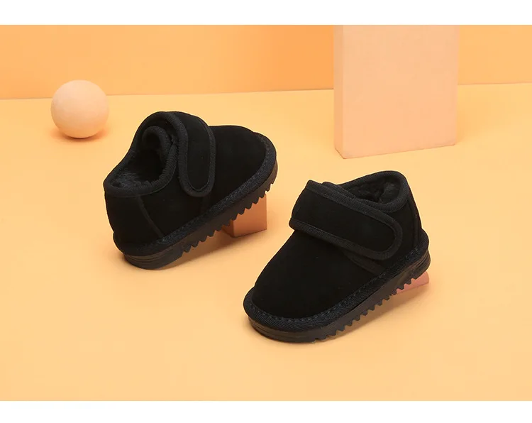 Genuine Leather Winter Baby Shoes Warm Plush Toddler Boys Girls Cotton Shoes Rubber Sole Outdoor Tennis Fashion Little Kids Boot