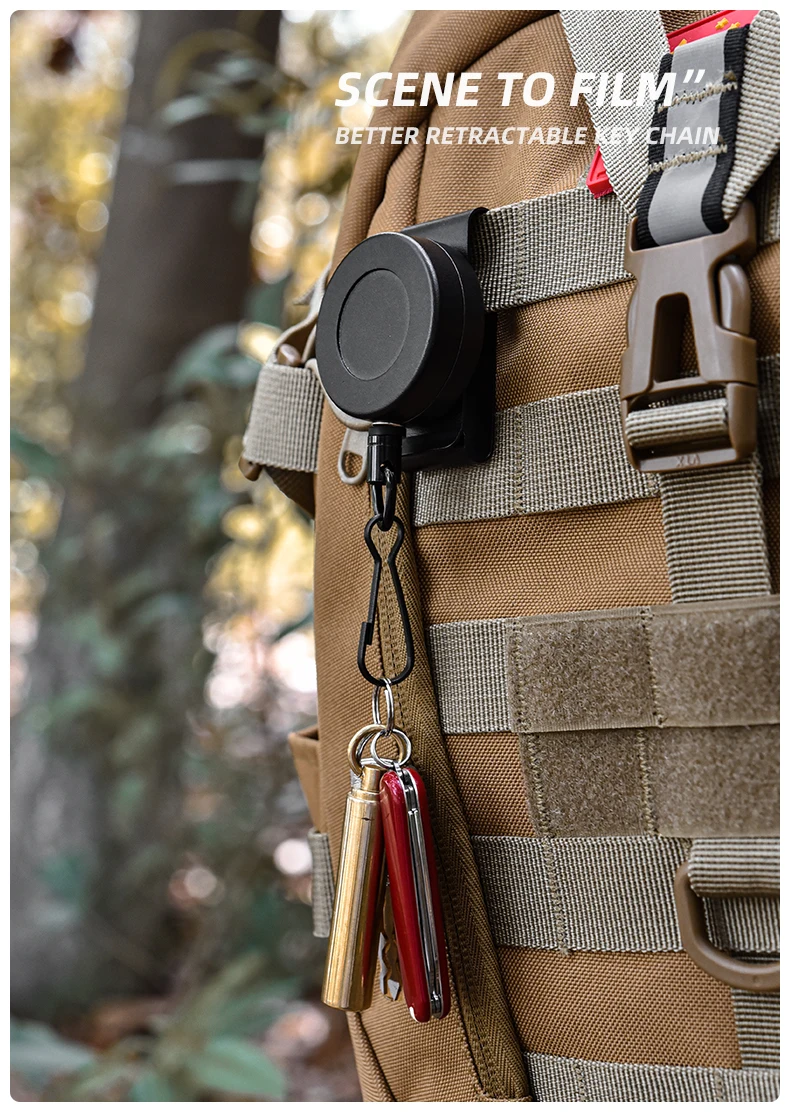 Total 100CM! High Resilience Retractable Steel Wire Rope Key Chain Anti Lost Easy To Pull And Buckle Military Gun Rope Keychain