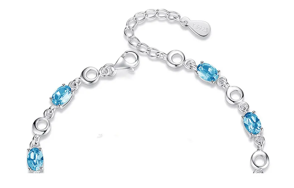 ZDADAN 925 Sterling Silver Sapphire Charm Bracelet Chain For Women Fashion Jewelry Accessories
