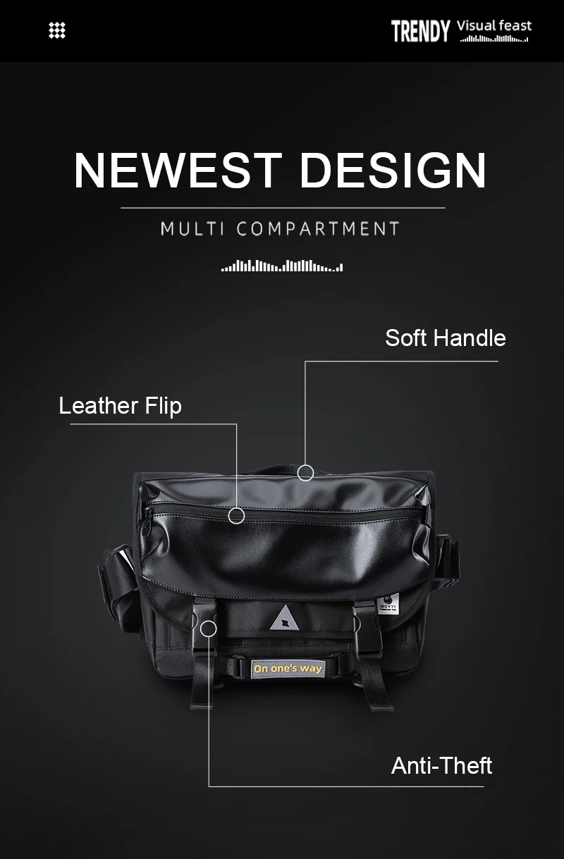 Hot Selling Oxford Male's Messenger Bags Simple Cycling Sports Black Breathable Fashion Outdoor Sling Antitheft Crossbody Bag
