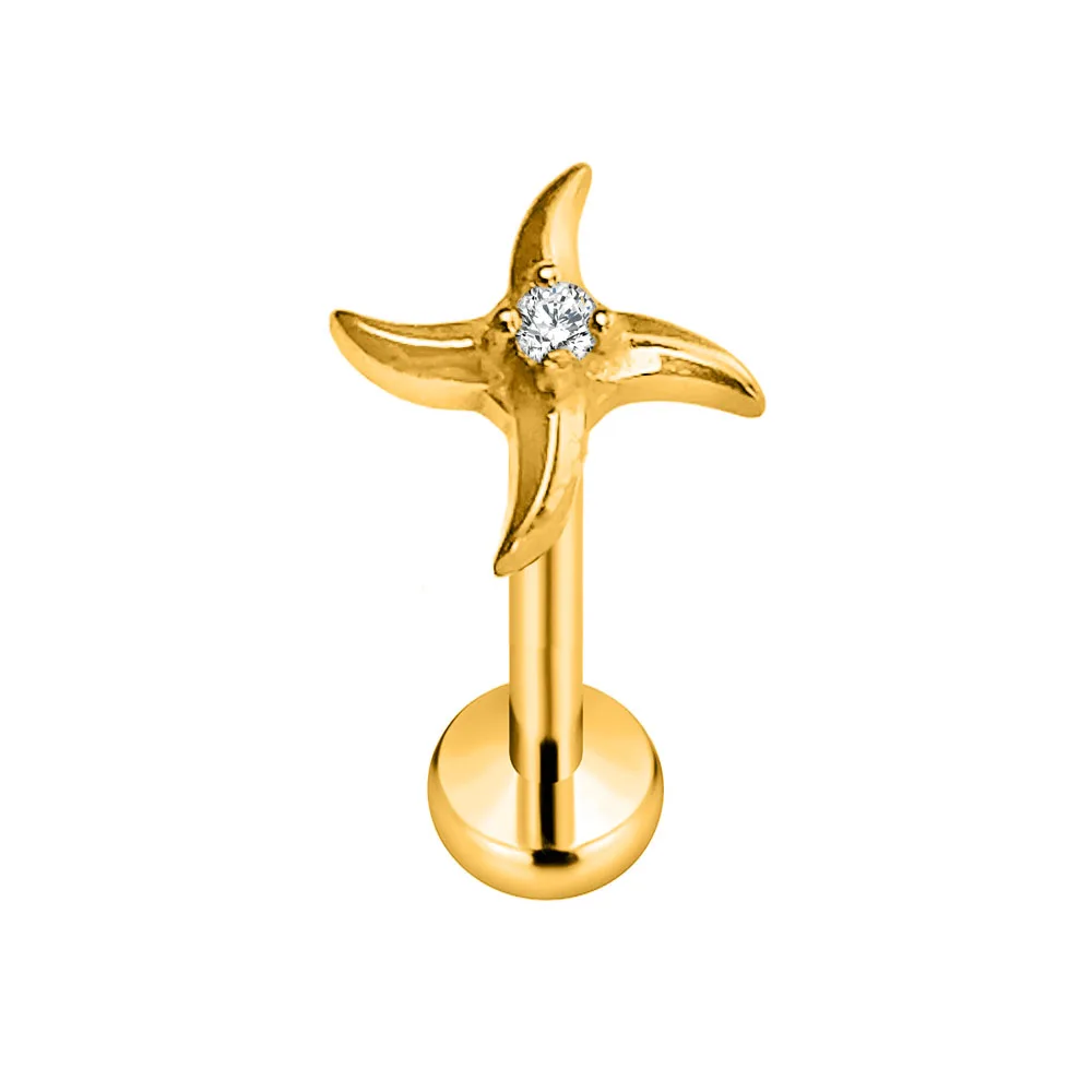 ASTM F136 G23 Titanium Flower Petals Star Heart Butterfly Threadless Piercing Pin Push in Labret Daith Conch Earring 16G 18G 20G
