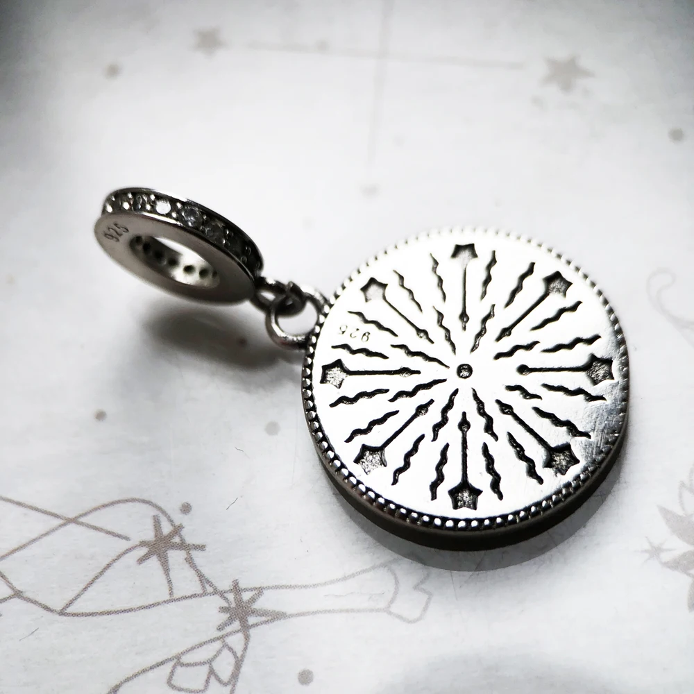 Moonphase Pendant 925 Sterling Silver Dangle Charm Women Men Vintage Fine Jewelry