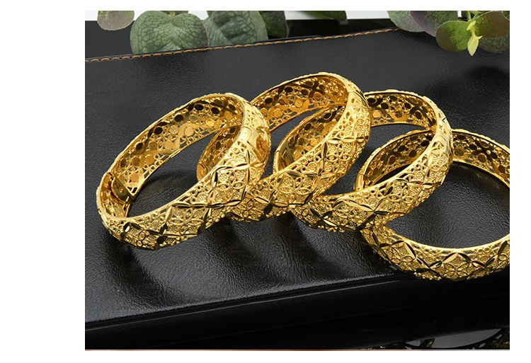 ANIID Dubai 24K Gold Plated Jewelry Bangle Wedding Party Gifts Arabic Women Braclets Indian Bangle Charm Bracelets Wholesale