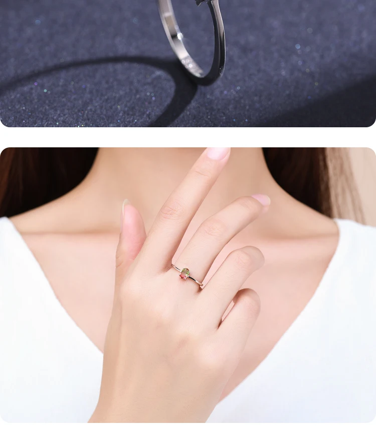 Modian 925 Sterling Silver Colorful Watermelon Tourmaline Rings for Women Fashion Finger Band Fine Jewelry Korean Style Anel