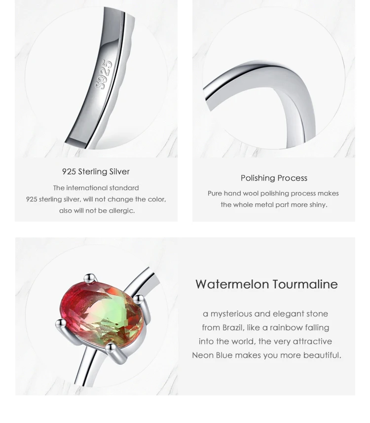 Modian 925 Sterling Silver Colorful Watermelon Tourmaline Rings for Women Fashion Finger Band Fine Jewelry Korean Style Anel