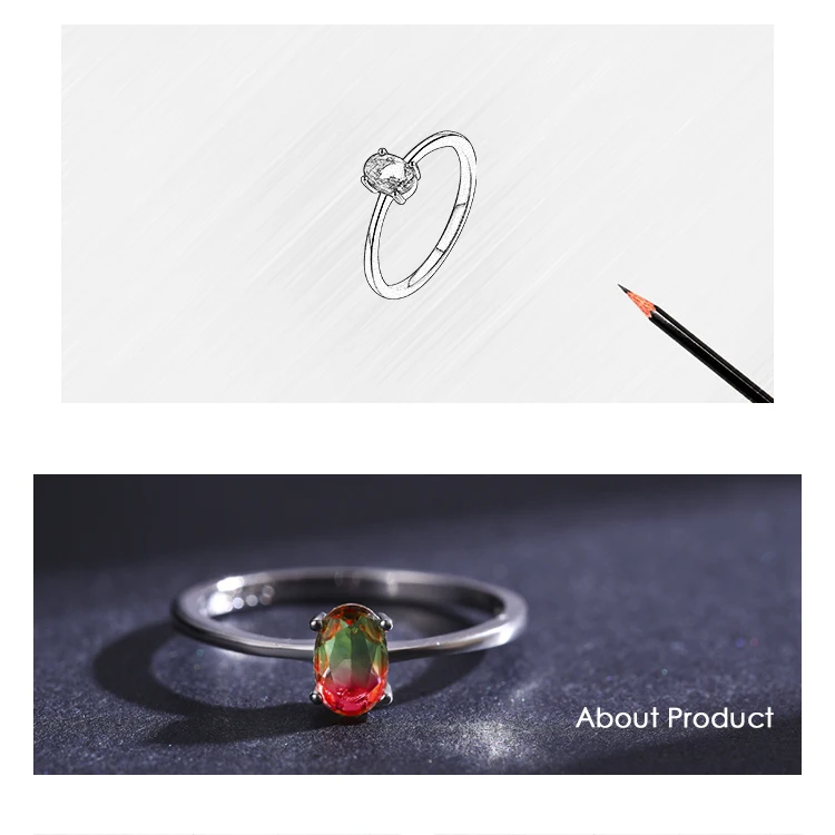 Modian 925 Sterling Silver Colorful Watermelon Tourmaline Rings for Women Fashion Finger Band Fine Jewelry Korean Style Anel