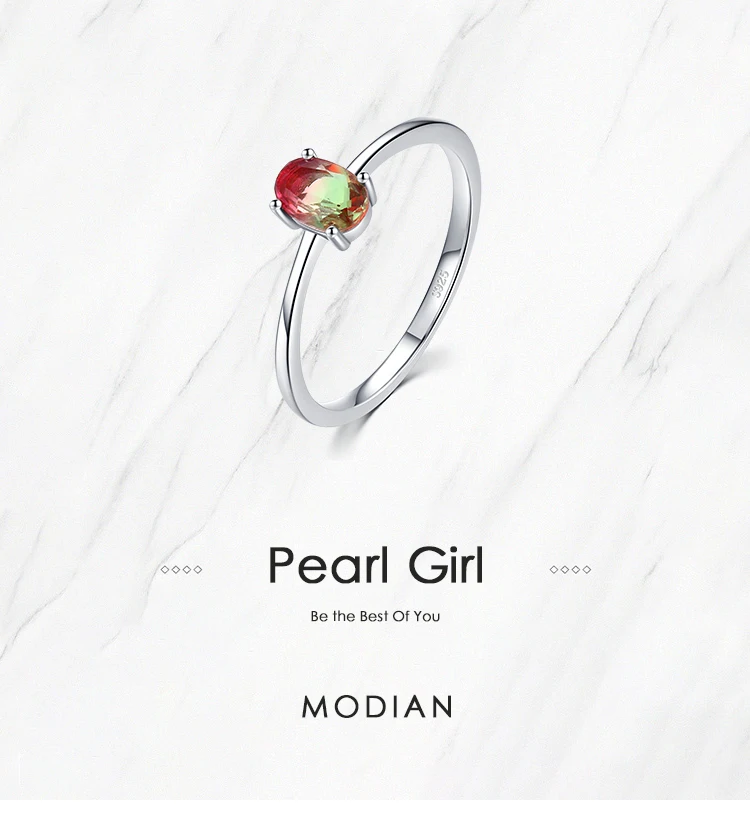 Modian 925 Sterling Silver Colorful Watermelon Tourmaline Rings for Women Fashion Finger Band Fine Jewelry Korean Style Anel