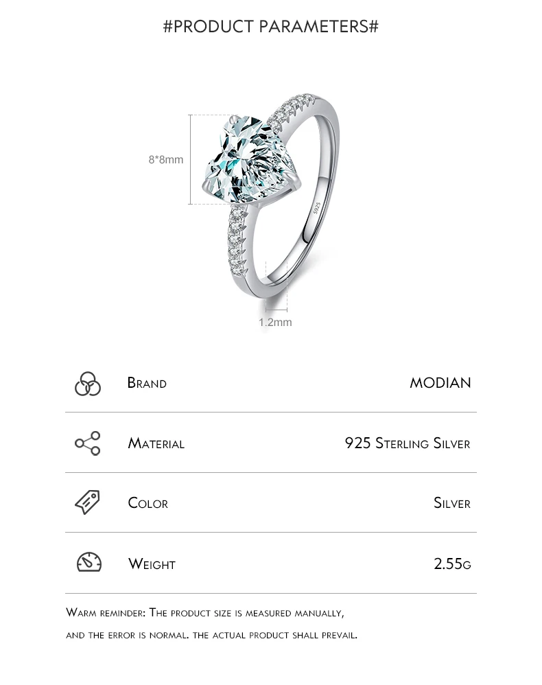 MODIAN 925 Sterling Silver Romantic Dazzling Pink Hearts Zirconia Wedding Ring For Women Engagement Classic Fine Jewelry Gifts
