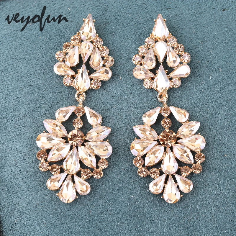 Veyofun Luxury Lady Crystal Drop Earrings Geometric Party Dangle Earrings Fashion Jewelry for Women New Wholesale