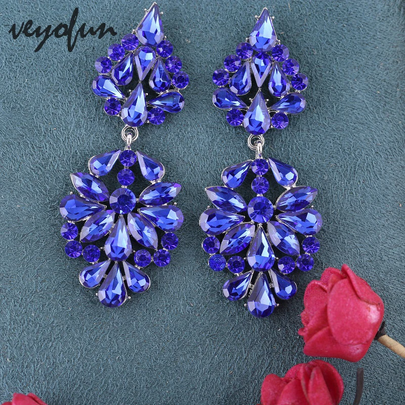 Veyofun Luxury Lady Crystal Drop Earrings Geometric Party Dangle Earrings Fashion Jewelry for Women New Wholesale