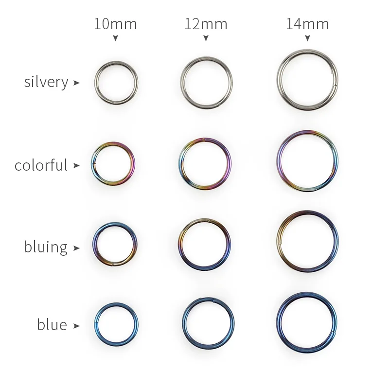 10pcs/LOT 10mm 12mm 14mm Titanium Alloy Keyrings EDC Outdoor Small Tool Key Ring Making Accessories