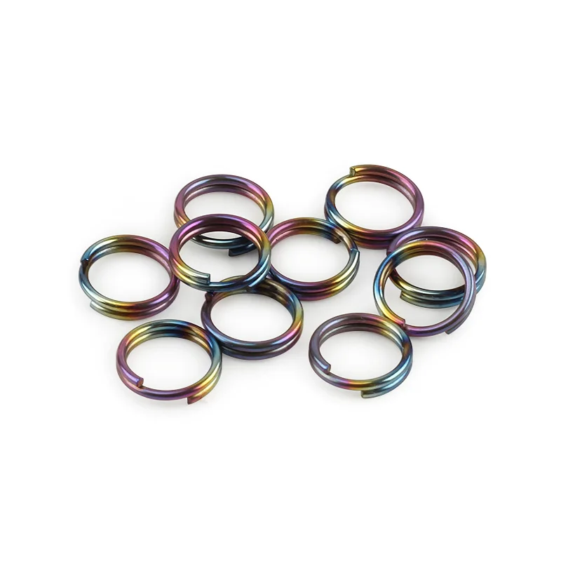 10pcs/LOT 10mm 12mm 14mm Titanium Alloy Keyrings EDC Outdoor Small Tool Key Ring Making Accessories