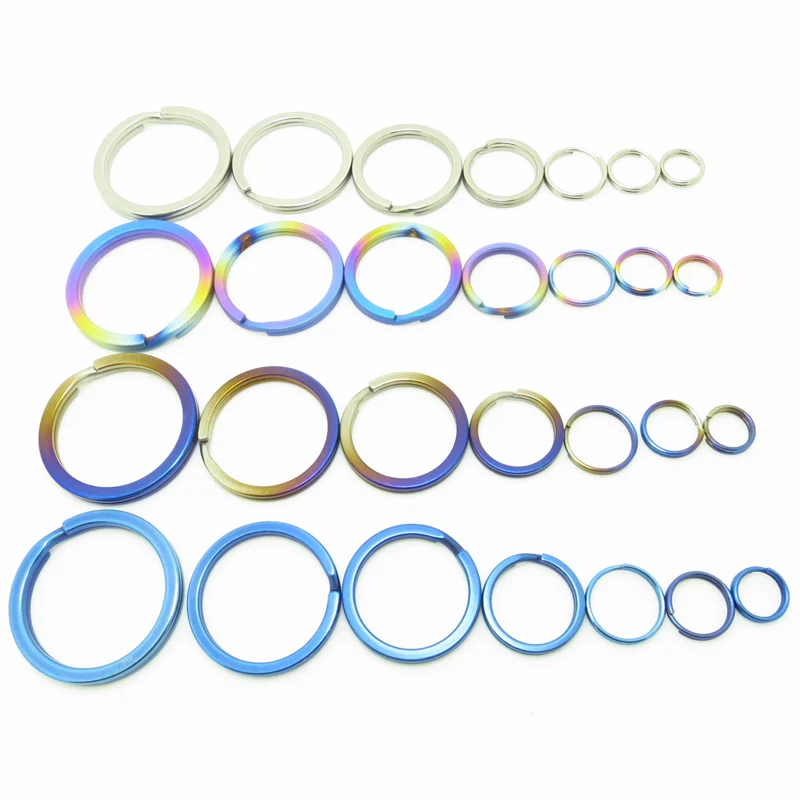 10pcs/LOT 10mm 12mm 14mm Titanium Alloy Keyrings EDC Outdoor Small Tool Key Ring Making Accessories