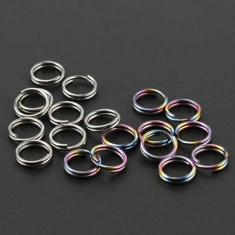 10pcs/LOT 10mm 12mm 14mm Titanium Alloy Keyrings EDC Outdoor Small Tool Key Ring Making Accessories