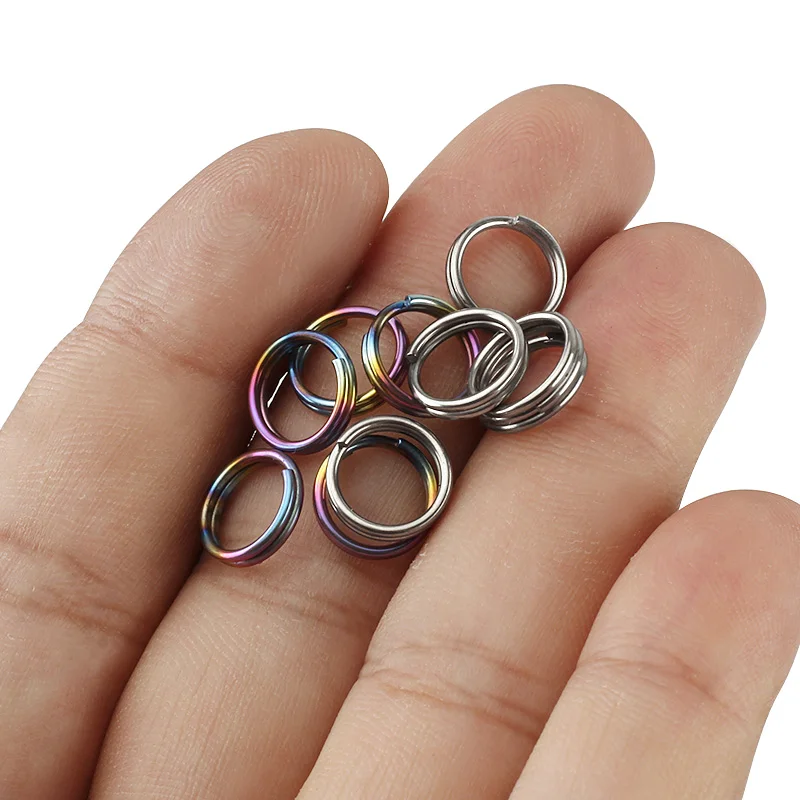 10pcs/LOT 10mm 12mm 14mm Titanium Alloy Keyrings EDC Outdoor Small Tool Key Ring Making Accessories