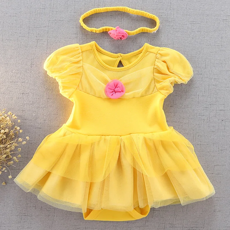 Baby Romper TUTU Dress With Headband Infant Baby Princess Girl Clothes Size 3-18M Cute Design Baby Dress Party Costumes