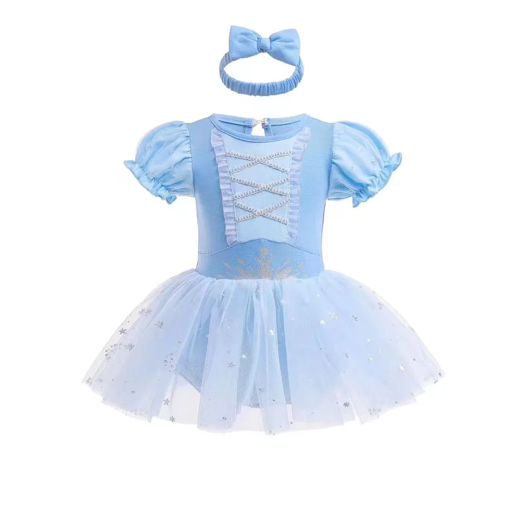 Baby Romper TUTU Dress With Headband Infant Baby Princess Girl Clothes Size 3-18M Cute Design Baby Dress Party Costumes