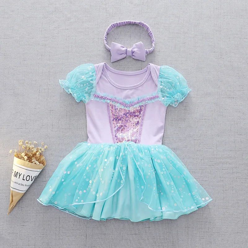 Baby Romper TUTU Dress With Headband Infant Baby Princess Girl Clothes Size 3-18M Cute Design Baby Dress Party Costumes