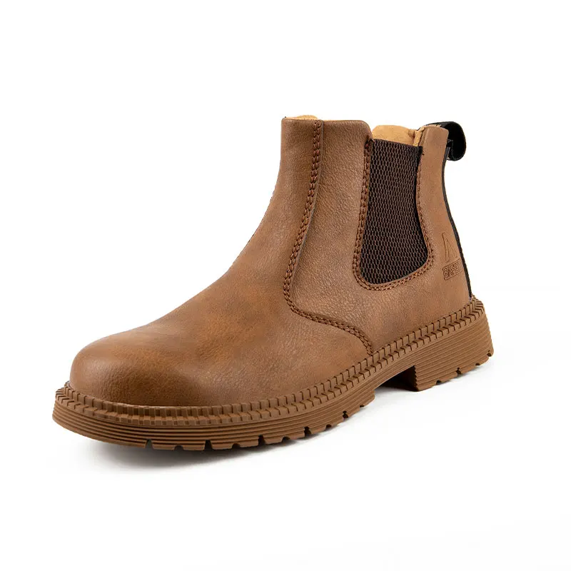 Water Proof Safety Work Shoes For Men Steel Head Leather Boots Male Footwear Indestructible Construction Work Shoes Brown