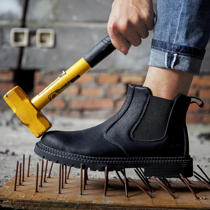 Water Proof Safety Work Shoes For Men Steel Head Leather Boots Male Footwear Indestructible Construction Work Shoes Brown