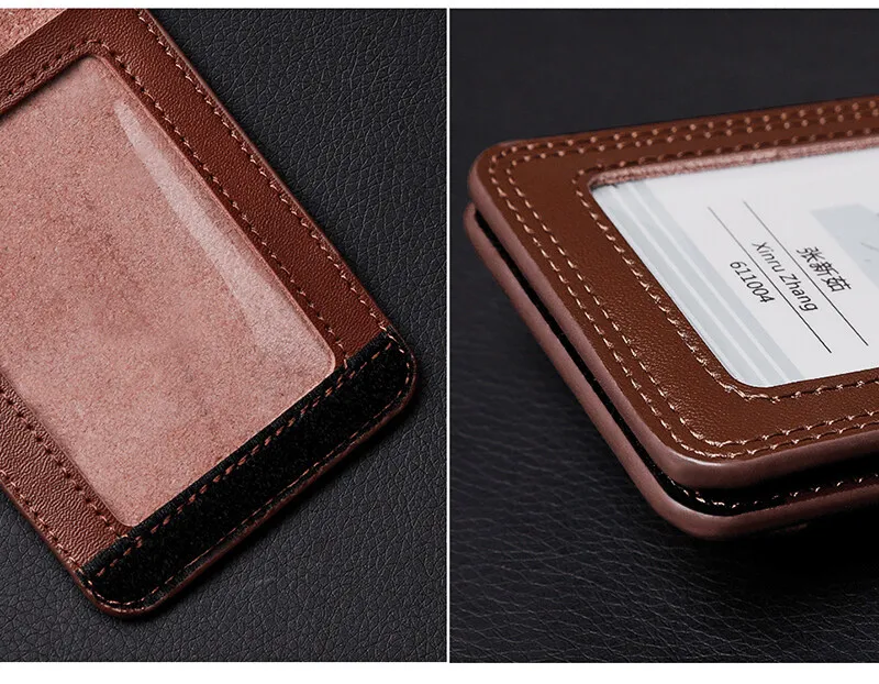 NEW High Quality Leather Badge Holder with Lanyard Chestcard ID Cards Cases School Office Work Card Name Tag Accessories