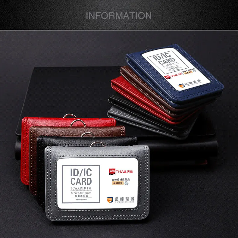 NEW High Quality Leather Badge Holder with Lanyard Chestcard ID Cards Cases School Office Work Card Name Tag Accessories
