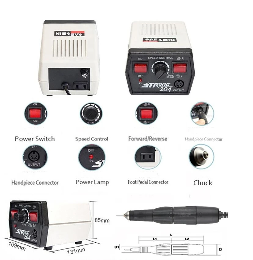 polishing Jewelry Tool Micromotor Strong 210 204 Korea micromotor goldsmith tools engraver 102 handpiece Polishing art tools new
