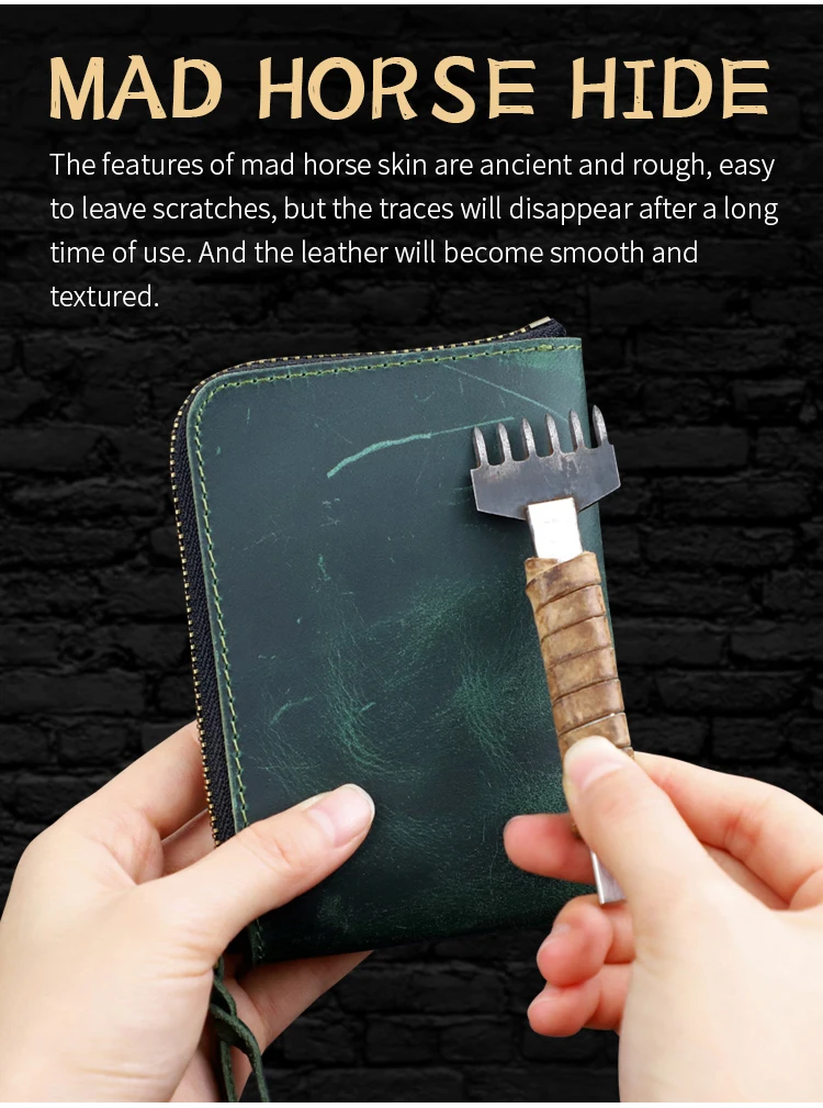 Men's Coin Purse Handmade Genuine Leather Card Wallet Credit Card Holder Retro Leather Card Slot Short Wallet With Zipper Women