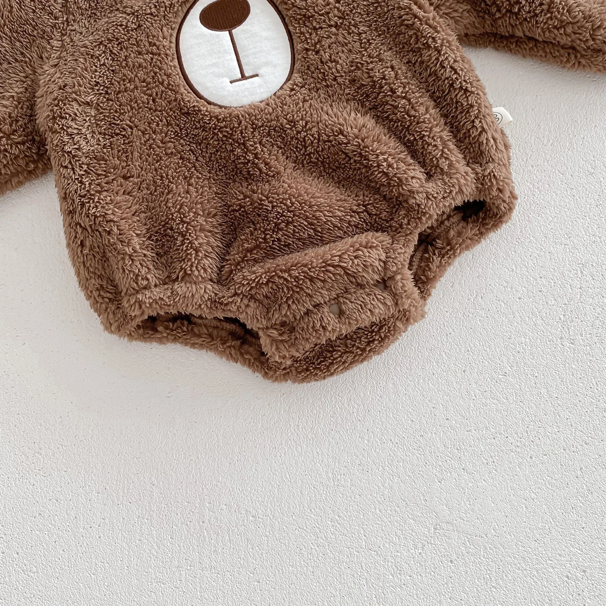 Baby Hooded Romper Bear Ears Cute Plush Baby Clothes Winter 0-2 Years Old Korean version Baby Clothes Baby Romper