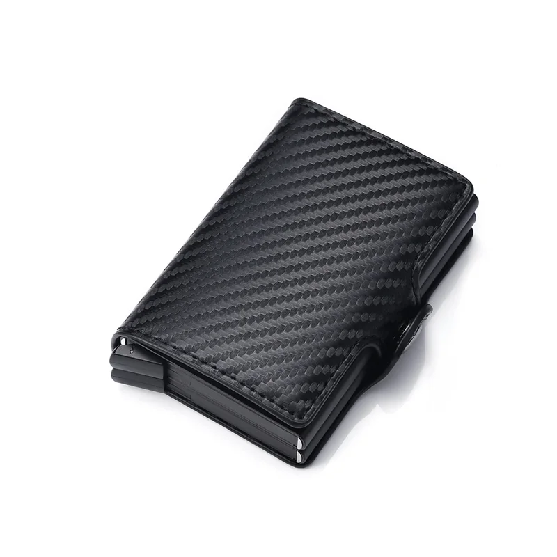 Carbon Fiber Credit Card Holder Mens Double Anti Rfid Bank Cardholder Case Wallet Metal Business Bank Minimalist Wallet Gift