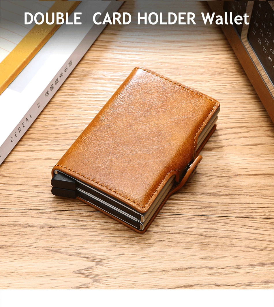 Carbon Fiber Credit Card Holder Mens Double Anti Rfid Bank Cardholder Case Wallet Metal Business Bank Minimalist Wallet Gift