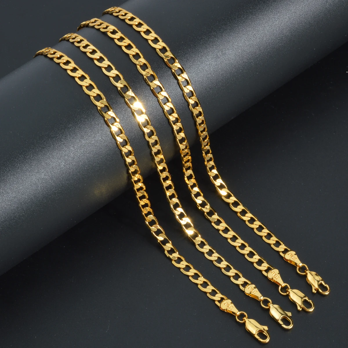 Classic Trendy Copper Figaro Chain Necklace For Men Women 18/22 Inches 4MM Link Cuban Chain Choker Necklace Hip Hop Jewelry Gift
