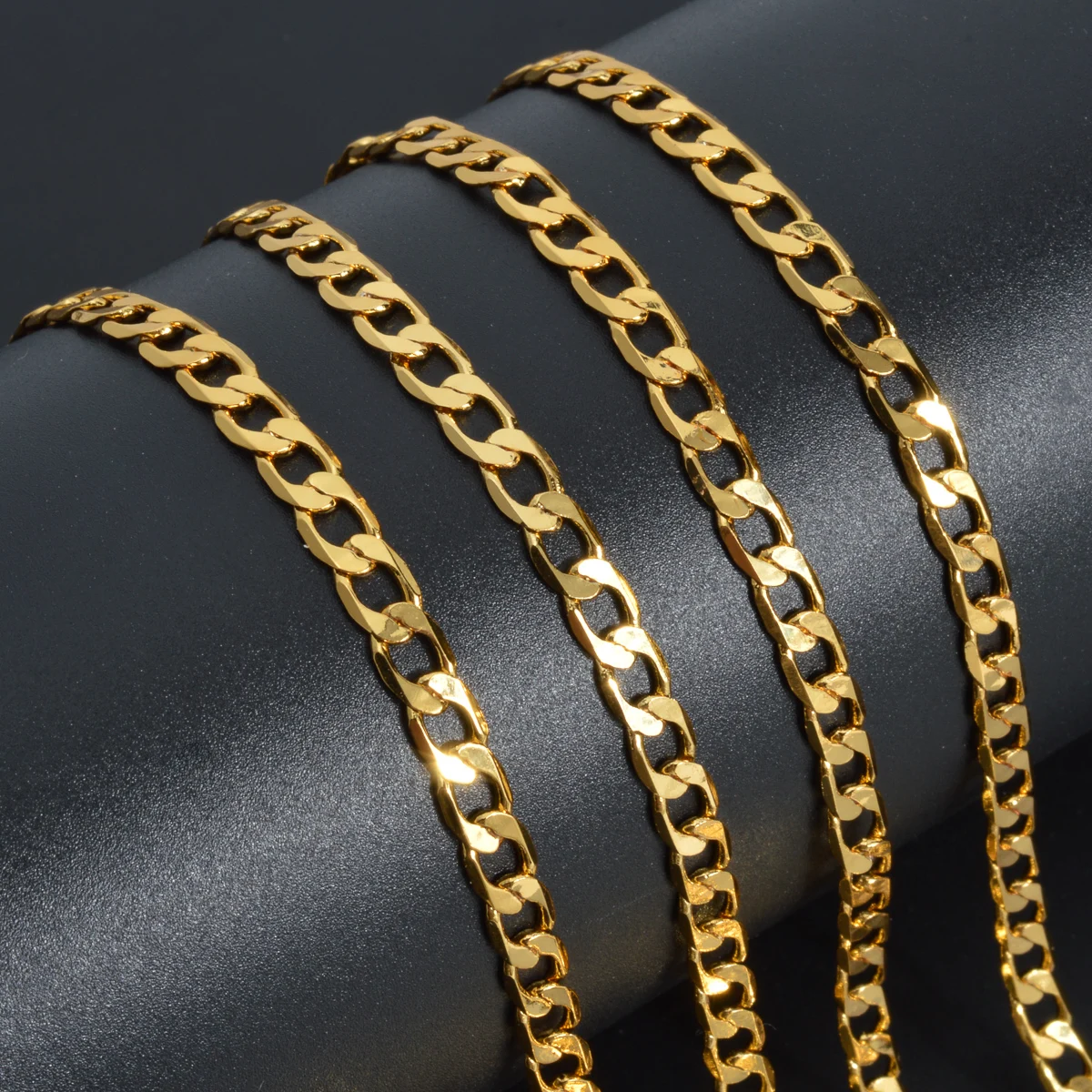 Classic Trendy Copper Figaro Chain Necklace For Men Women 18/22 Inches 4MM Link Cuban Chain Choker Necklace Hip Hop Jewelry Gift