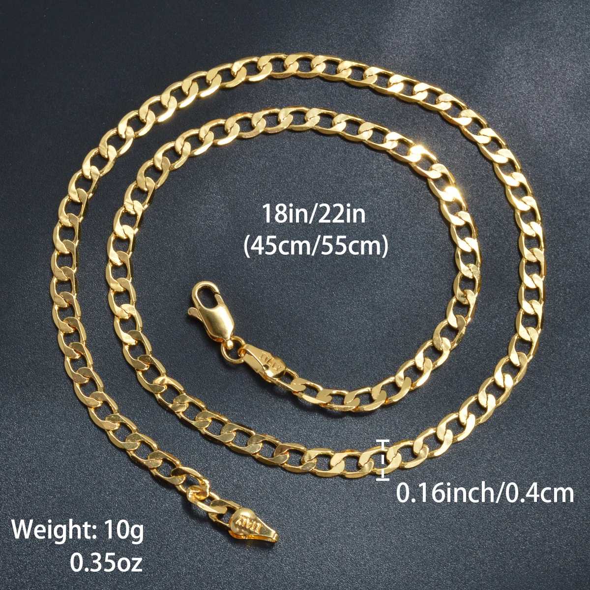 Classic Trendy Copper Figaro Chain Necklace For Men Women 18/22 Inches 4MM Link Cuban Chain Choker Necklace Hip Hop Jewelry Gift