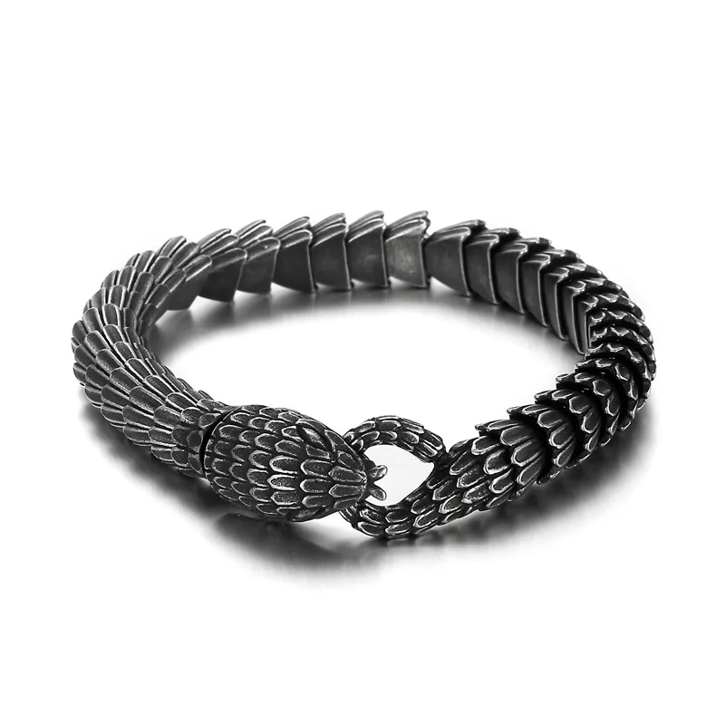 Vintage Snake Ouroboros Men Bracelets Stainless Steel Women Jewelry New in Top Quality Fashion Accessories Gifts Wholesale