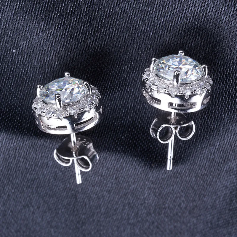 JoyceJelly 6.5mm 1ct Colorful Moissanite Earrings Unisex Male Female S925 Sterling Sliver Sparkling Fine Jewelry Men's Ear-studs