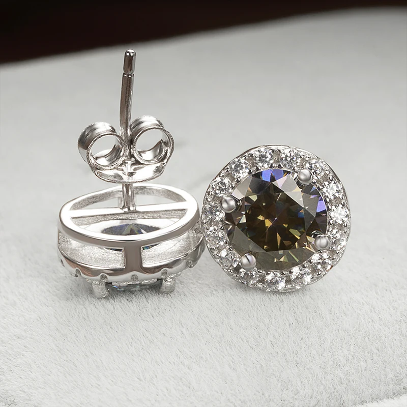 JoyceJelly 6.5mm 1ct Colorful Moissanite Earrings Unisex Male Female S925 Sterling Sliver Sparkling Fine Jewelry Men's Ear-studs
