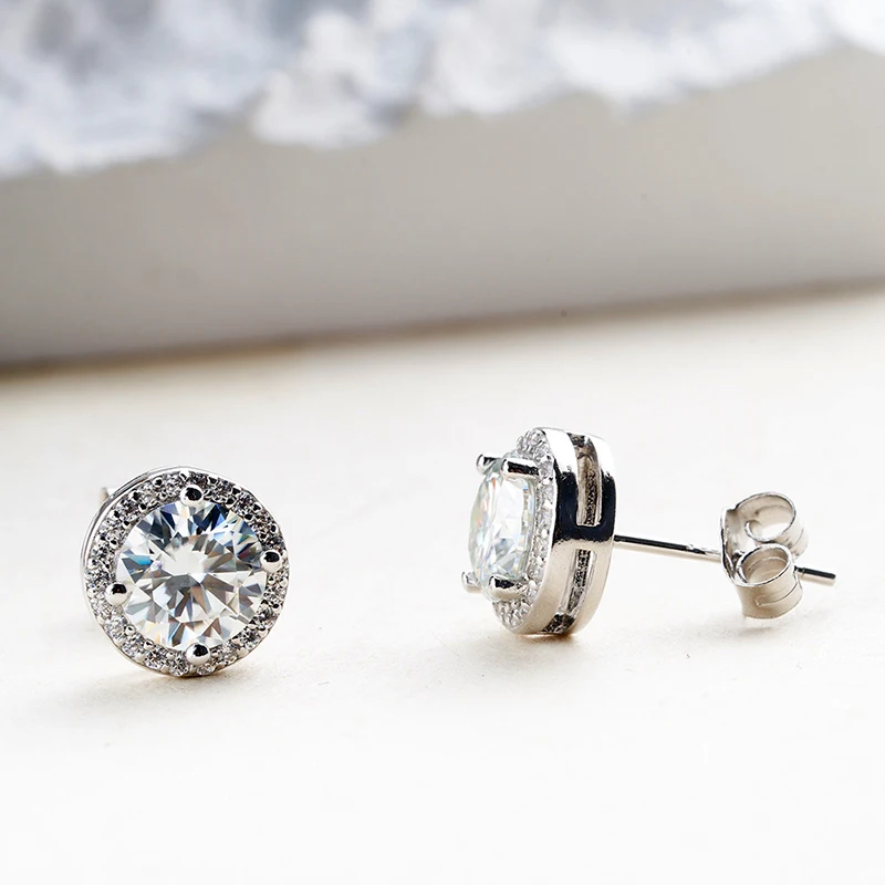 JoyceJelly 6.5mm 1ct Colorful Moissanite Earrings Unisex Male Female S925 Sterling Sliver Sparkling Fine Jewelry Men's Ear-studs