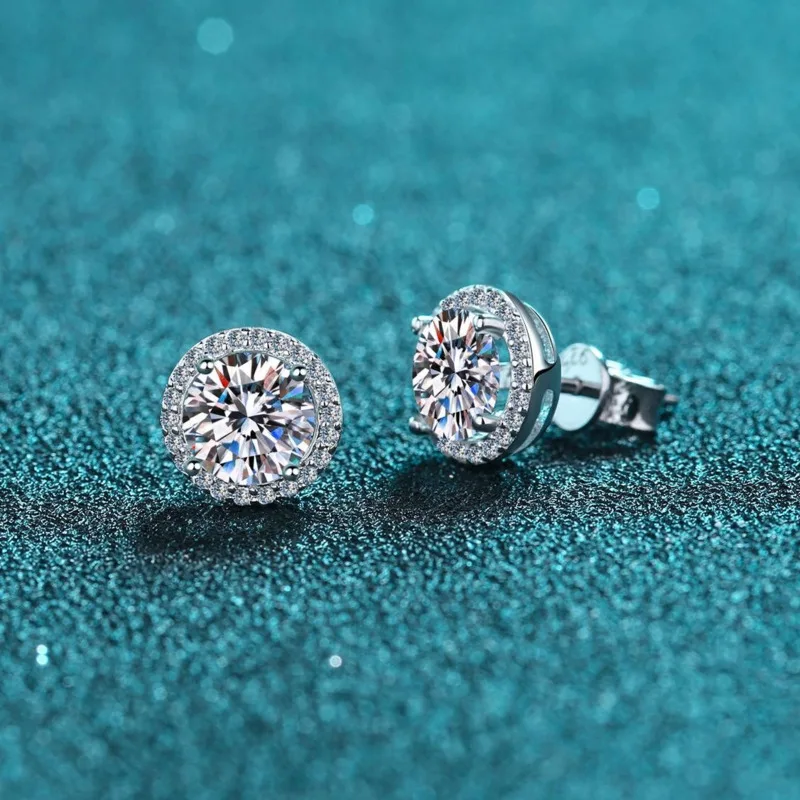 JoyceJelly 6.5mm 1ct Colorful Moissanite Earrings Unisex Male Female S925 Sterling Sliver Sparkling Fine Jewelry Men's Ear-studs