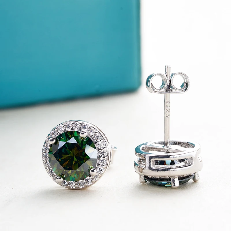 JoyceJelly 6.5mm 1ct Colorful Moissanite Earrings Unisex Male Female S925 Sterling Sliver Sparkling Fine Jewelry Men's Ear-studs