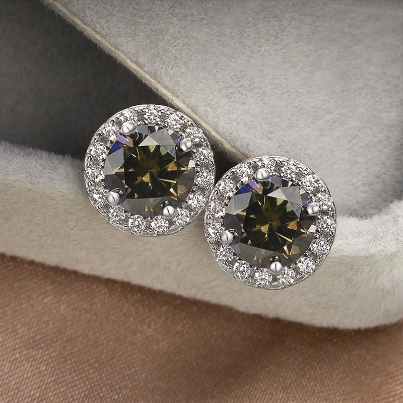 JoyceJelly 6.5mm 1ct Colorful Moissanite Earrings Unisex Male Female S925 Sterling Sliver Sparkling Fine Jewelry Men's Ear-studs