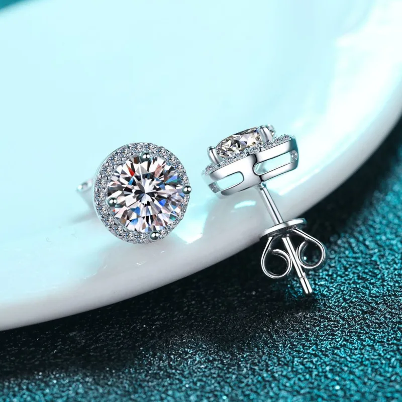 JoyceJelly 6.5mm 1ct Colorful Moissanite Earrings Unisex Male Female S925 Sterling Sliver Sparkling Fine Jewelry Men's Ear-studs